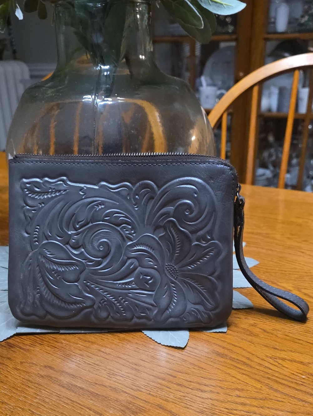 Patricia Nash Embossed Leather Wristlet Clutch - Gray